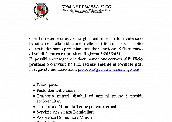 AVVISO CONSEGNA ISEE IN CORSO DI VALIDITA'